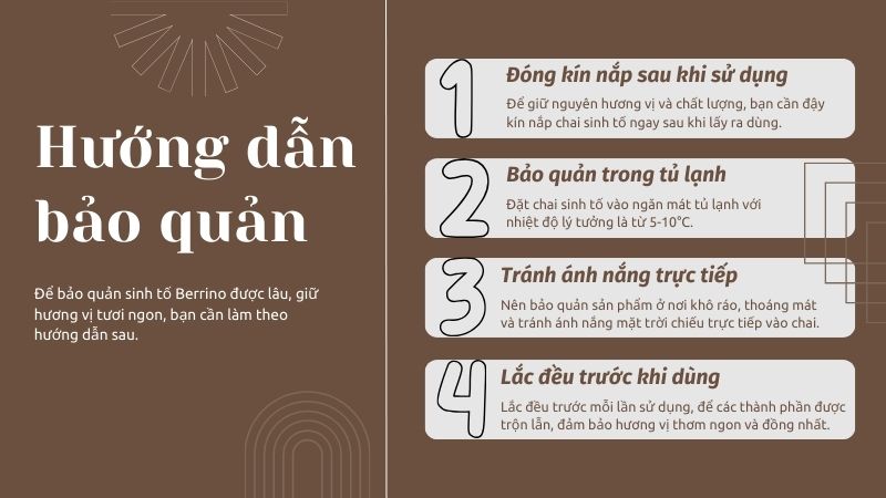 Kinh nghiệm bảo quản sinh tố Berrino lâu